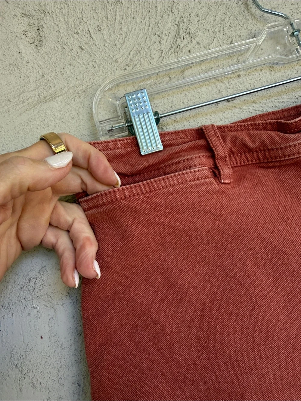 LOFT Rust Orange Welt Pocket High Rise Stretch Denim Jean Shorts Size 30/10